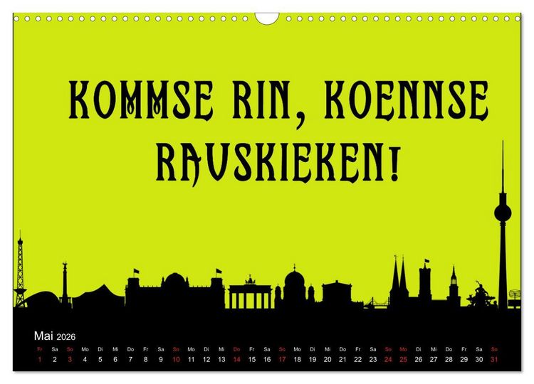 Produktbild: Berliner Mundart (Wandkalender 2026 DIN A3 quer), CALVENDO Monatskalender
