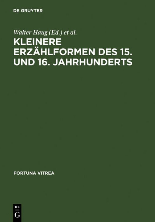 Produktbild: Kleinere Erz&auml;hlformen des 15. und 16. Jahrhunderts