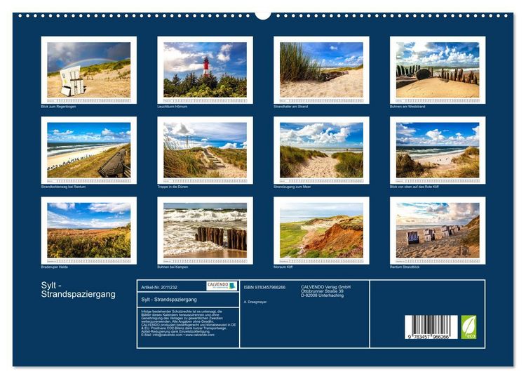 Produktbild: Sylt - Strandspaziergang (hochwertiger Premium Wandkalender 2026 DIN A2 quer), Kunstdruck in Hochglanz