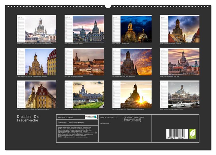 Produktbild: Dresden - Die Frauenkirche (hochwertiger Premium Wandkalender 2026 DIN A2 quer), Kunstdruck in Hochglanz