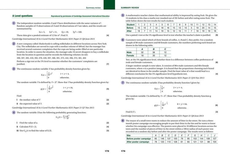 Produktbild: Cambridge International as & a Level Further Mathematics Further Probability and Statistics Student's Book