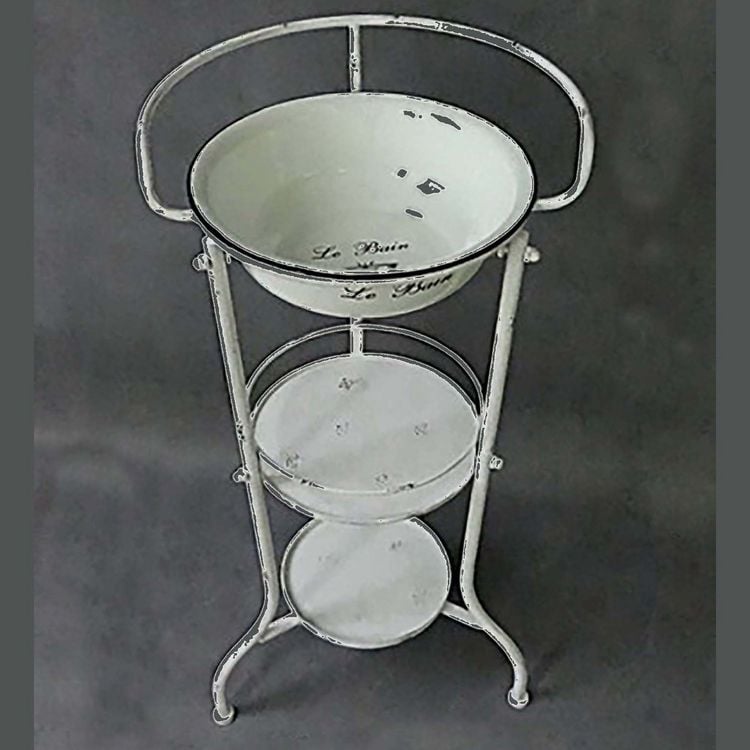 Produktbild: HTI-Living Nostalgische Waschschale Le Bain mit St&auml;nder und Ablage aus Emaille 81 cm