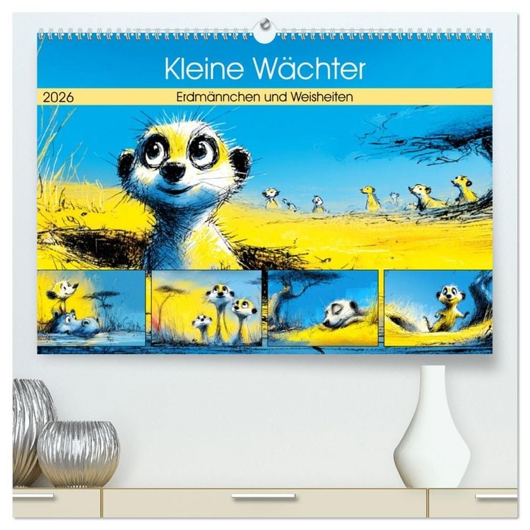Produktbild: Kleine W&auml;chter. Erdm&auml;nnchen und Weisheiten (hochwertiger Premium Wandkalender 2026 DIN A2 quer), Kunstdruck in Hochglanz