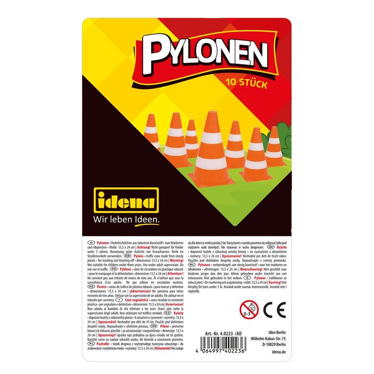 Produktbild: Idena Pylonen orange/wei&szlig; 13,5x24cm 10 St&uuml;ck