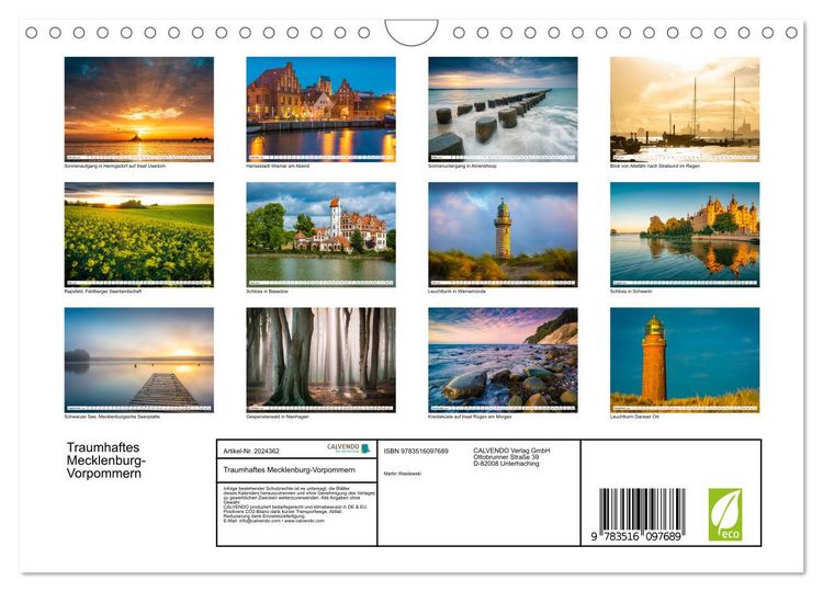 Produktbild: Traumhaftes Mecklenburg-Vorpommern (Wandkalender 2026 DIN A4 quer), CALVENDO Monatskalender