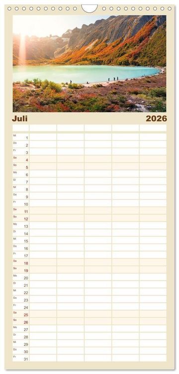 Produktbild: Familienplaner 2026 - Patagonien, Tierra del Fuego: Am Rand der Welt mit 5 Spalten (Wandkalender, 21 x 45 cm) CALVENDO