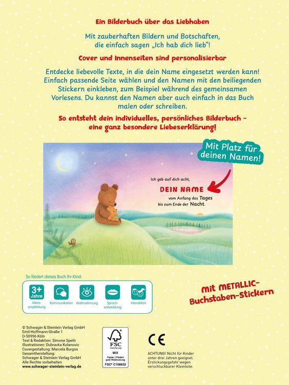 Produktbild: Mein personalisierbares Bilderbuch - Ich hab dich lieb