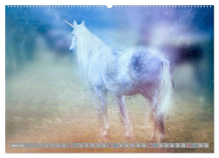 Produktbild: Fabeltier Einhorn (hochwertiger Premium Wandkalender 2026 DIN A2 quer), Kunstdruck in Hochglanz