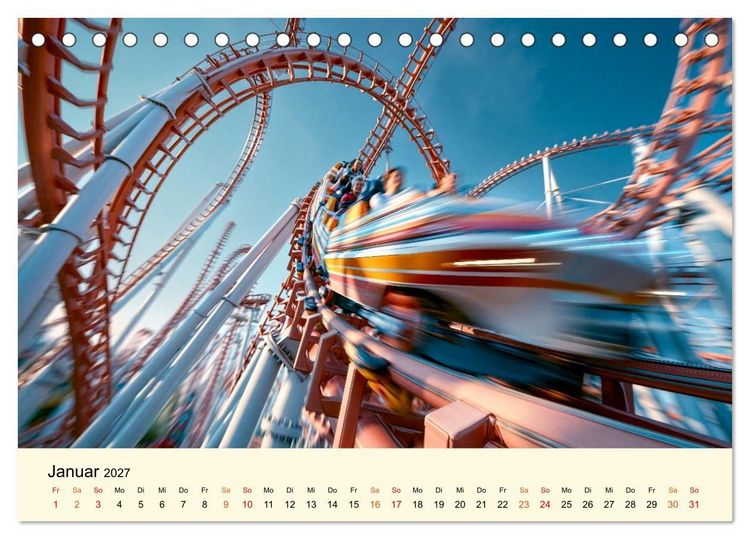 Produktbild: Achterbahn - High Tech, High Speed, High Thrill (Tischkalender 2027 DIN A5 quer), CALVENDO Monatskalender