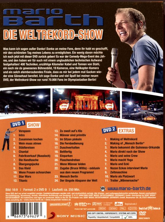 Produktbild: Mario Barth - Die Weltrekord-Show/M&auml;nner sind primitiv, aber gl&uuml;cklich [SE] [LE] [2 DVDs]
