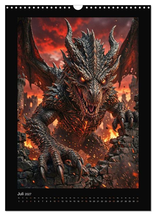 Produktbild: Drachen - Magische Herrscher, Dark‑Fantasy Wandkalender (Wandkalender 2027 DIN A3 hoch), CALVENDO Monatskalender