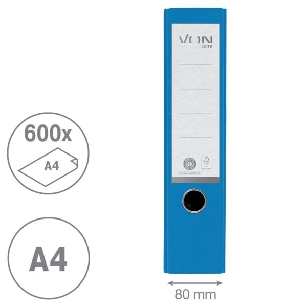 Produktbild: VON Ordner Vollpapierbezug breit blau