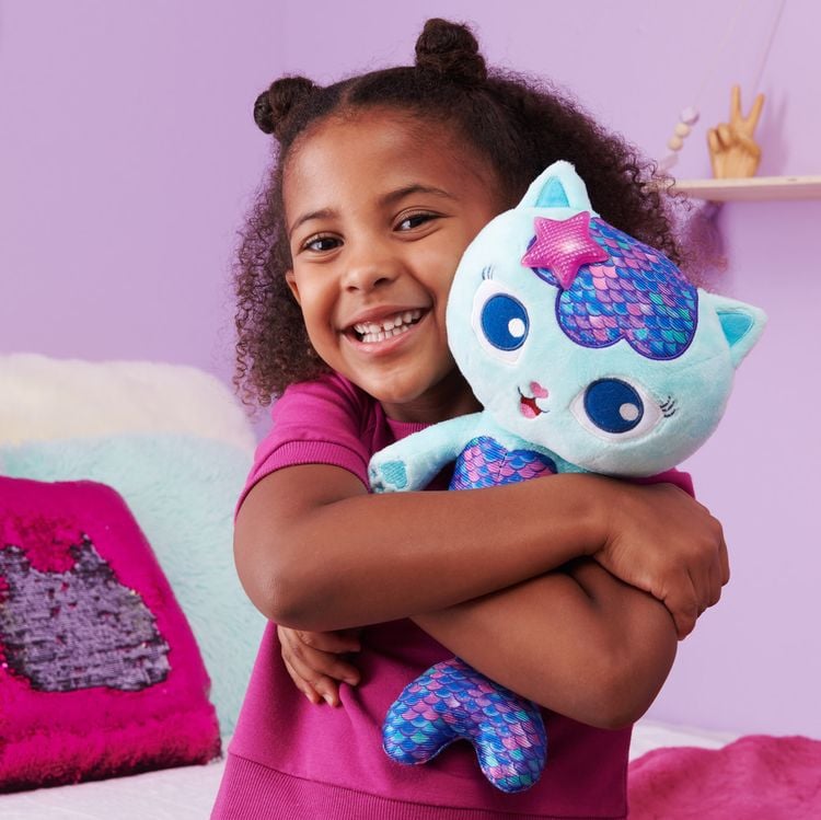 Produktbild: Gabby‘s Dollhouse, 33cm große Plüsch-Katze MerCat (deutsch: Meerkätzchen) mit Licht- und Geräuscheffekten