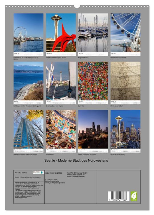 Produktbild: Seattle - Moderne Stadt des Nordwestens (hochwertiger Premium Wandkalender 2026 DIN A2 hoch), Kunstdruck in Hochglanz