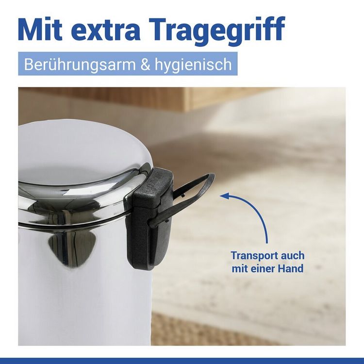 Produktbild: Kosmetik Treteimer Mod. Leman Edelstahl Gl&auml;nzend 5L, mit herausnehmbarem Einsatz