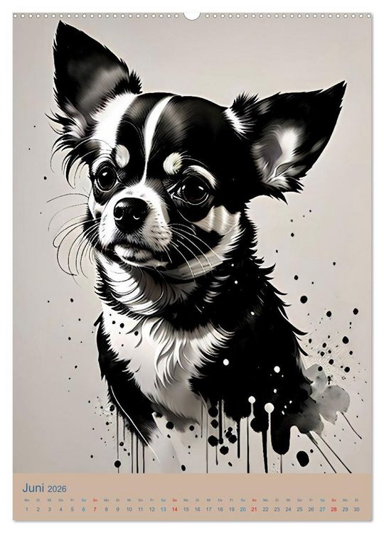 Produktbild: Chihuahuas. Kunstvolle Portr&auml;ts der kleinen Hunde (hochwertiger Premium Wandkalender 2026 DIN A2 hoch), Kunstdruck in Hochglanz