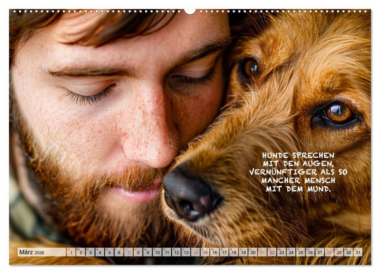 Produktbild: Hunde und ber&uuml;hrende Spr&uuml;che (Wandkalender 2026 DIN A2 quer), CALVENDO Monatskalender