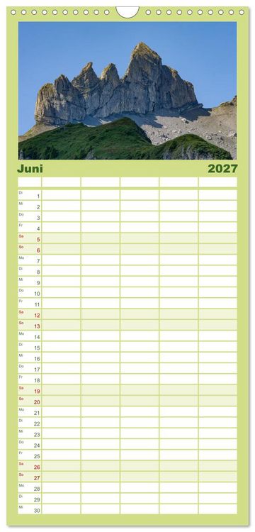 Produktbild: Familienplaner 2027 - Berner Oberland - Bergwelten mit 5 Spalten (Wandkalender, 21 x 45 cm) CALVENDO