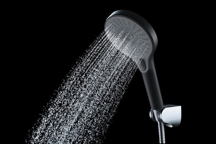 Produktbild: Duschkopf Mod. Ultimate Shower Schwarz/Grau, &Oslash; 13 cm