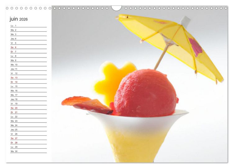 Produktbild: Gourmandises glac&eacute;es (Calendrier mural 2026 DIN A3 vertical), CALVENDO calendrier mensuel