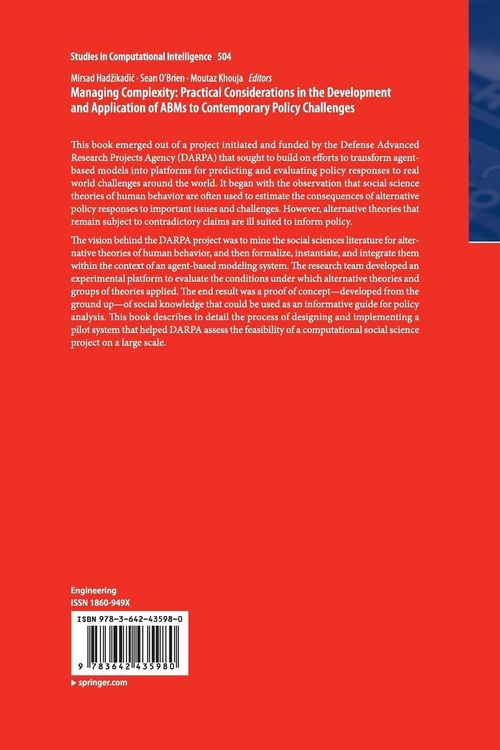 Produktbild: Managing Complexity: Practical Considerations in the Development and Application of ABMs to Contemporary Policy Challenges
