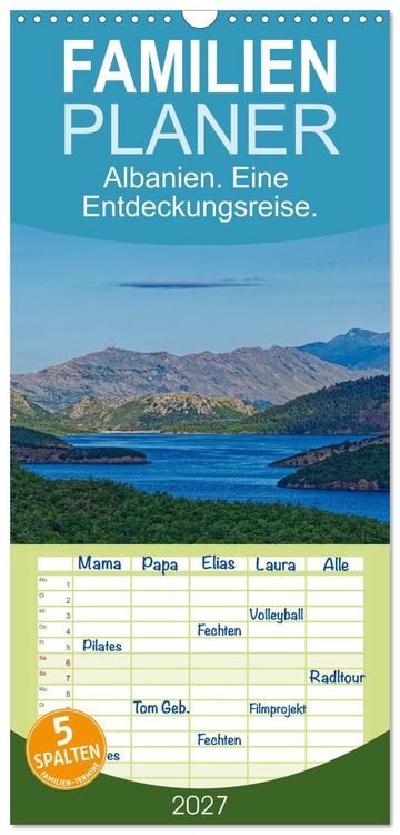 Produktbild: Familienplaner 2027 - Albanien. Eine Entdeckungsreise. mit 5 Spalten (Wandkalender, 21 x 45 cm) CALVENDO