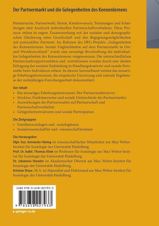 Produktbild: Der Partnermarkt und die Gelegenheiten des Kennenlernens