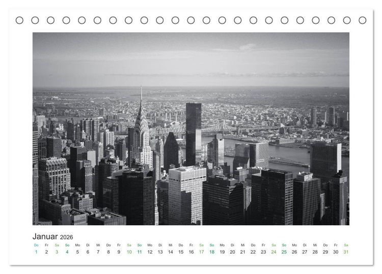 Produktbild: New York in schwarz weiss (Tischkalender 2026 DIN A5 quer), CALVENDO Monatskalender