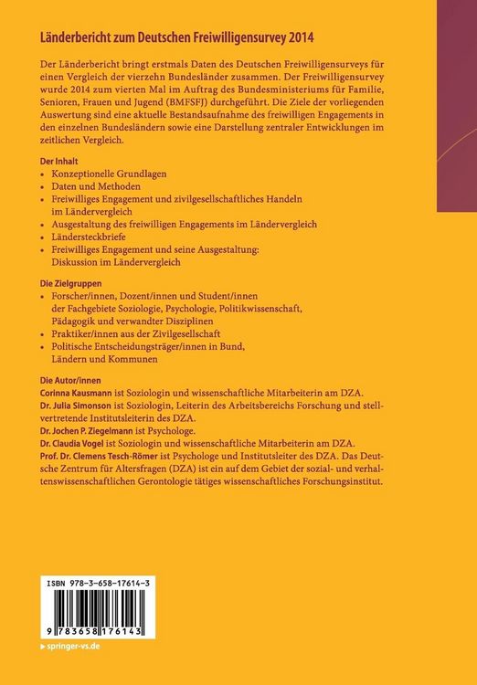Produktbild: L&auml;nderbericht zum Deutschen Freiwilligensurvey 2014