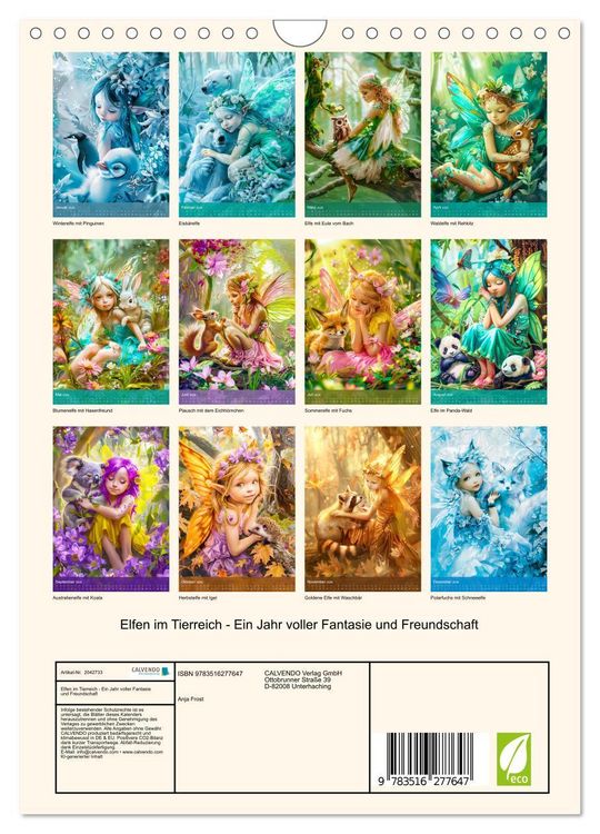 Produktbild: Elfen im Tierreich - Ein Jahr voller Fantasie und Freundschaft (Wandkalender 2026 DIN A4 hoch), CALVENDO Monatskalender