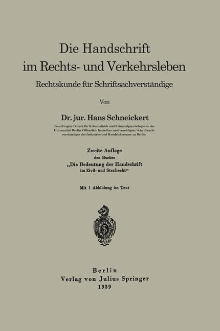 Produktbild: Die Handschrift im Rechts- und Verkehrsleben