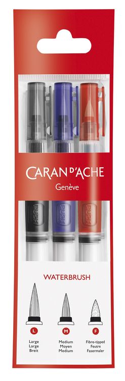 Produktbild: Caran d'Ache Pinsel mit Wasser-Reservoir 3er Set
