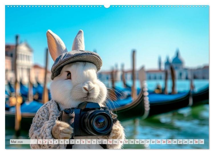 Produktbild: Kaninchen auf Reisen (Wandkalender 2026 DIN A2 quer), CALVENDO Monatskalender
