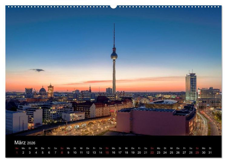 Produktbild: Die Blaue Stunde in Berlin (Wandkalender 2026 DIN A2 quer), CALVENDO Monatskalender
