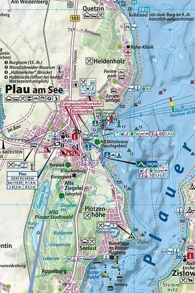 Produktbild: Klemmer Pocket Gew&auml;sserkarte M&uuml;ritz und Plauer See 1:50.000