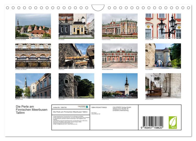 Produktbild: Die Perle am Finnischen Meerbusen Tallinn (Wandkalender 2026 DIN A4 quer), CALVENDO Monatskalender