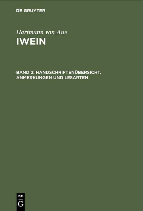 Produktbild: Handschriften&uuml;bersicht. Anmerkungen und Lesarten