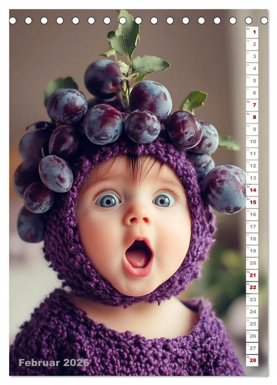 Produktbild: Babys in Bestform - Lustige Fr&uuml;chtchen (Tischkalender 2026 DIN A5 hoch), CALVENDO Monatskalender