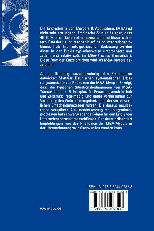 Produktbild: M&A-Myopia und Integrationsmanagement