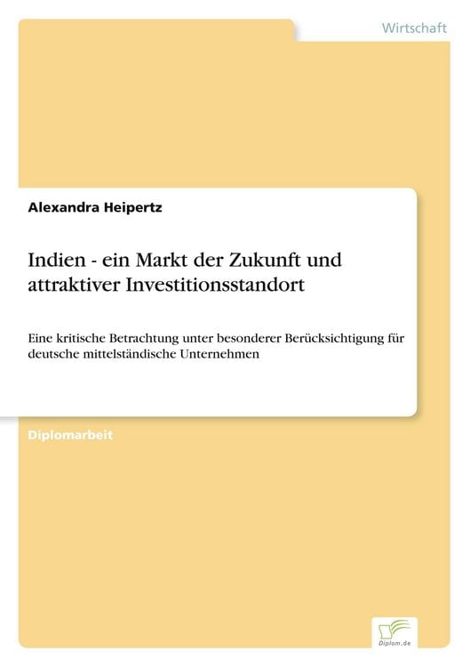 Produktbild: Indien - ein Markt der Zukunft und attraktiver Investitionsstandort