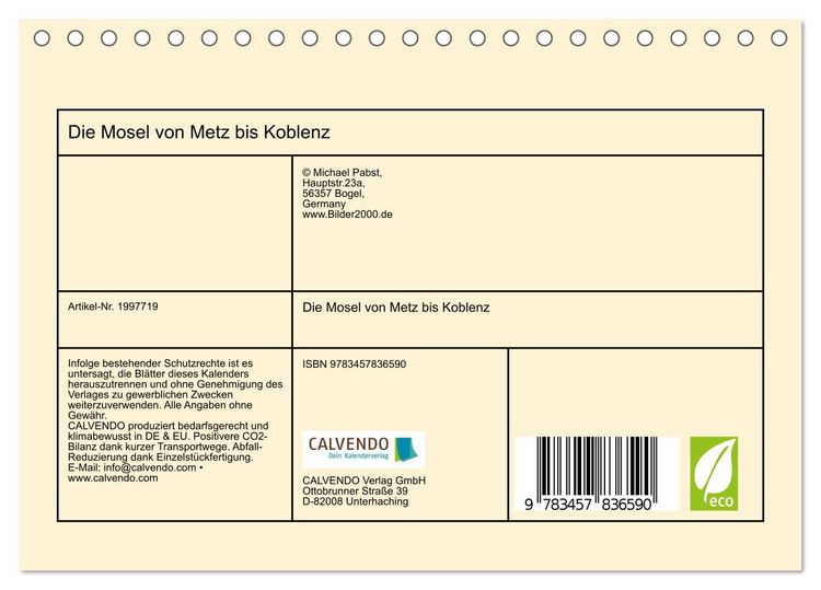 Produktbild: Die Mosel von Metz bis Koblenz (Tischkalender 2026 DIN A5 quer), CALVENDO Monatskalender