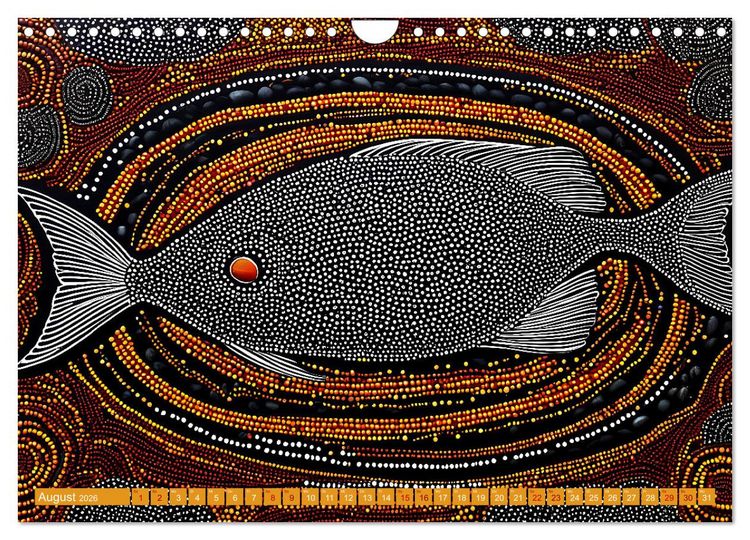 Produktbild: Traumzeit - KI-generierte Aborigine-Kunst aus dem Herzen Australiens (Wandkalender 2026 DIN A4 quer), CALVENDO Monatskalender