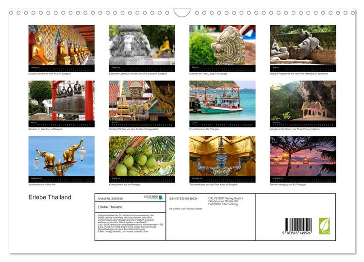 Produktbild: Erlebe Thailand (Wandkalender 2026 DIN A3 quer), CALVENDO Monatskalender