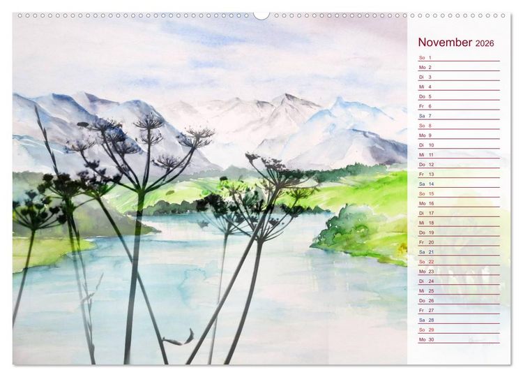 Produktbild: Murnau und das Blaue Land - Aquarelle und Fotografien (Wandkalender 2026 DIN A2 quer), CALVENDO Monatskalender