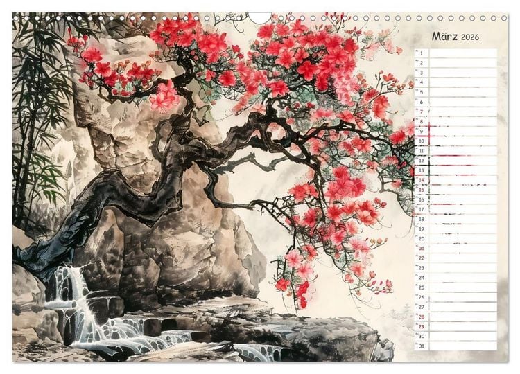 Produktbild: Chinas Harmonie - Terminplaner mit Landschaften und Symbolen (Wandkalender 2026 DIN A3 quer), CALVENDO Monatskalender