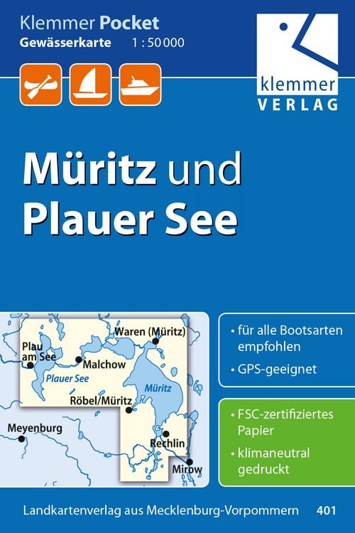 Produktbild: Klemmer Pocket Gew&auml;sserkarte M&uuml;ritz und Plauer See
