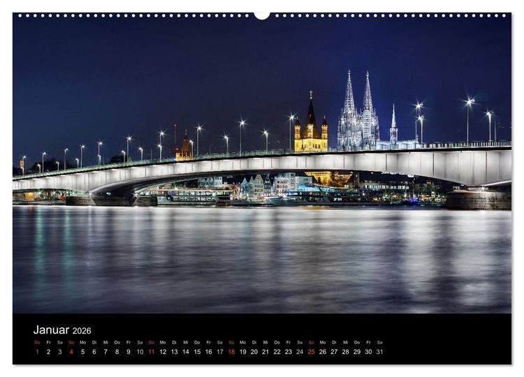 Produktbild: k&ouml;ln dunkel bunt - Die Stadt in anderem Licht! (hochwertiger Premium Wandkalender 2026 DIN A2 quer), Kunstdruck in Hochglanz