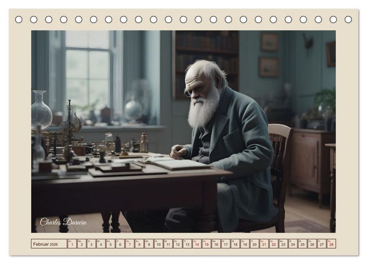 Produktbild: KI portr&auml;tiert Geschichte (Tischkalender 2026 DIN A5 quer), CALVENDO Monatskalender