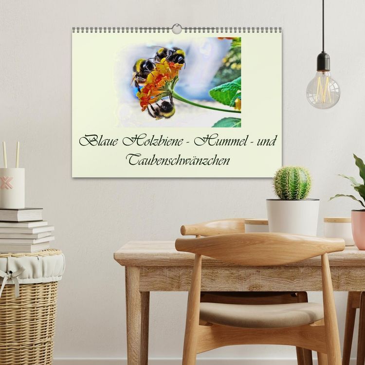 Produktbild: Blaue Holzbiene &ndash; Hummel &ndash; und Taubenschw&auml;nzchen. (Wandkalender 2026 DIN A3 quer), CALVENDO Monatskalender