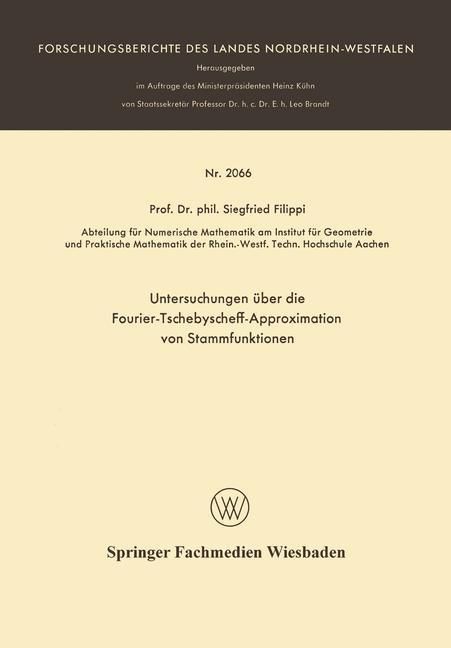 Produktbild: Untersuchungen &uuml;ber die Fourier-Tschebyscheff-Approximation von Stammfunktionen